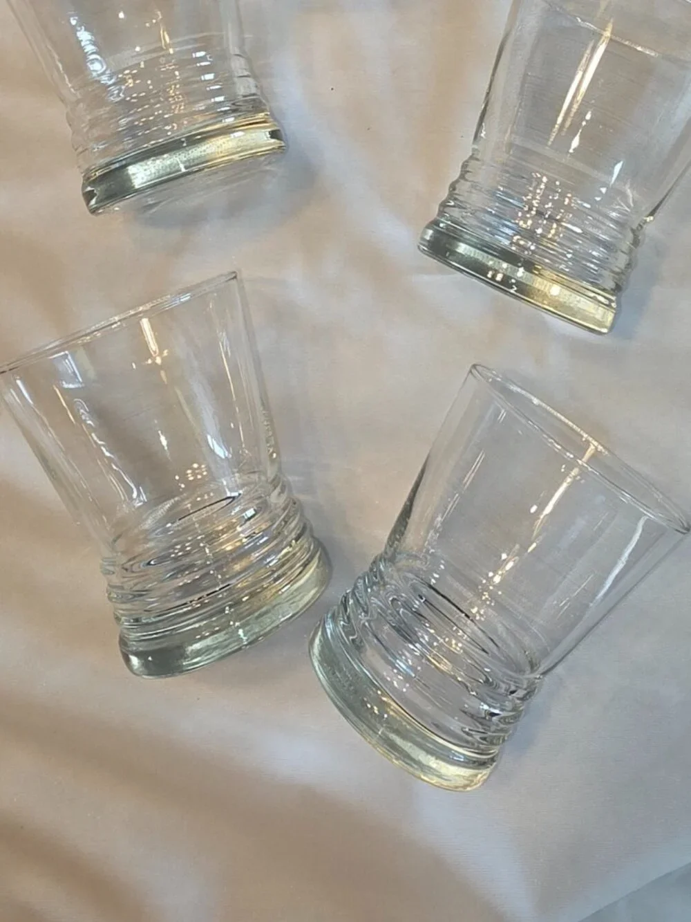 Glass Tumblers Set of 5 Ribbed Bottom Clear Drinkware Bar Water Glasses